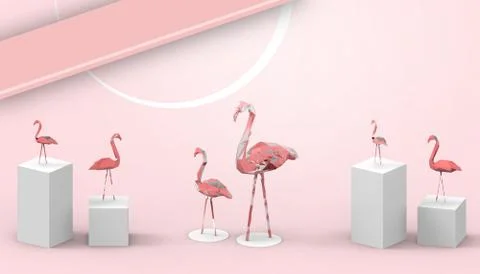 Creative summer beach background and holidays  Flamingo  Concept with Art Stock Illustration