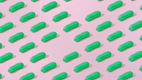 Creative summer cucumber pattern flat lay on pastel pink background minimalism Stock Footage 331714969