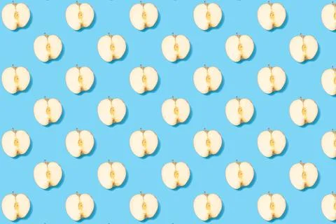 Creative summer pattern with apple slices Stock Photos