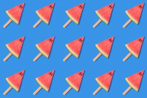 Creative summer pattern of watermelon pieces Stock Photos