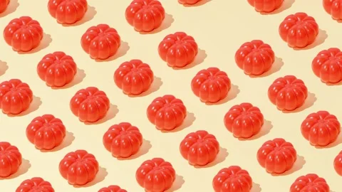Creative summer tomato pattern flat lay on pastel yellow background minimalism Stock Footage 331714604