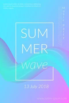 Creative summer wave poster with frame, shape element. Retro abstract colorful Stock Illustration