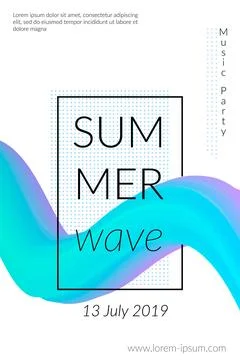 Creative summer wave poster with shape. Retro abstract colorful geometric Illustrazione stock