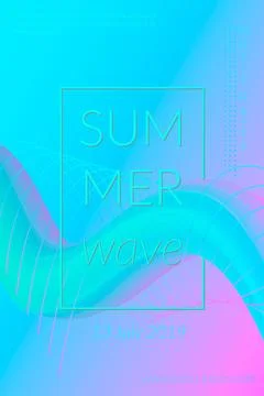 Creative summer wave poster with shape. Retro abstract colorful geometric Stock Illustration