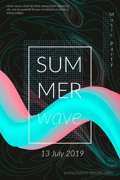Creative summer wave poster with shape. Retro abstract colorful geometric Illustrazione stock