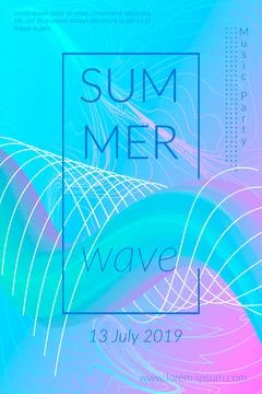 Creative summer wave poster with shape. Retro abstract colorful geometric Illustrazione stock