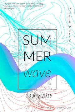 Creative summer wave poster with shape. Retro abstract colorful geometric Stock Illustration
