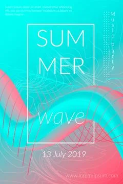 Creative summer wave poster with shape. Retro abstract colorful geometric Stock Illustration