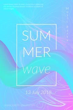Creative summer wave poster with shape. Retro abstract colorful geometric Stock Illustration