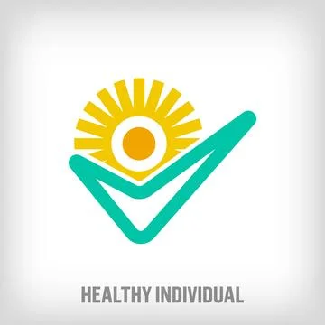 Creative sun of life tick mark logo. Stock Illustration