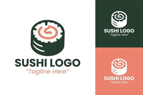 Creative Sushi Gear Logo with Circular Mechanism Inspired Fish Design 스톡 일러스트