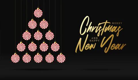 Creative sweet Xmas tree made mint candy bauble balls for Christmas and New Y Stock Illustration