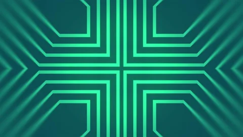 Creative symmetrical background with bright strips of green light. 3d rendering Stock Footage 232746862
