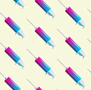 Creative syringes. Seamless pattern Stock Illustration
