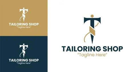 Creative Tailoring Logo Design Featuring Needle and Thread for Tailoring Shop Stock Illustration