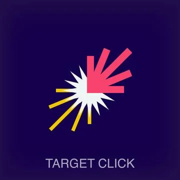 Creative target click and boom sign logo. Stock Illustration