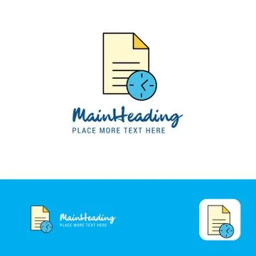 Creative Task on time  Logo Design. Flat color Logo place for Tagline. Vector Illustrazione stock
