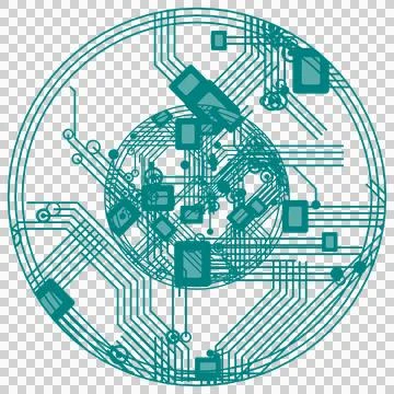 Creative teal circle circuit pattern transparent PNG design element Stock Photos