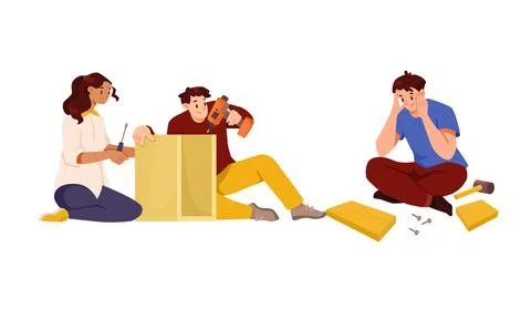 A Creative Team is Actively Collaborating on a Challenging Project Together 스톡 일러스트