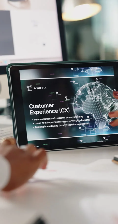 Creative, team and hands with tablet screen in office, planning and ai chatbot Stock Footage 336774892