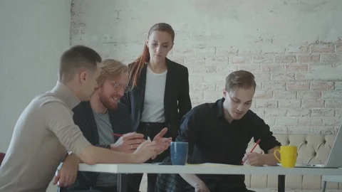 Creative team brainstorming. colleagues discuss the project and plan Stock Footage 118445885