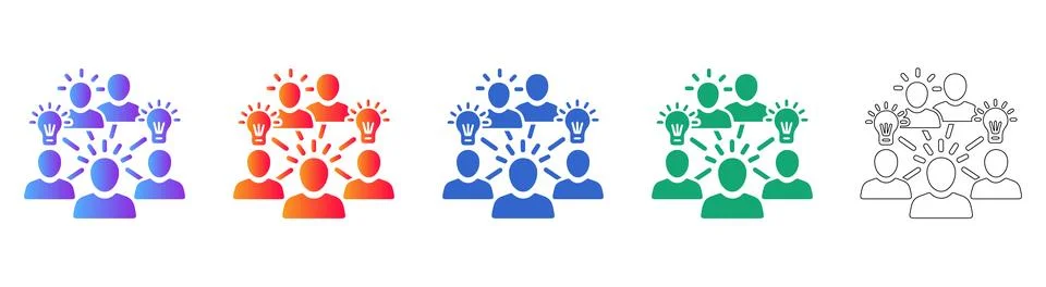 Creative Team Brainstorming Icons Stock Illustration
