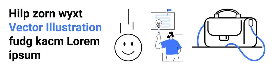 Creative Team Brainstorming Session with Briefcase and happy Face Stock Illustration