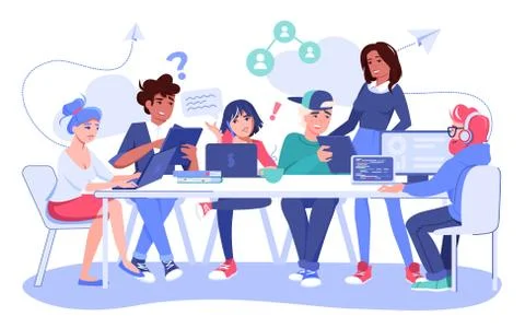 Creative team brainstorming, sharing thought idea Stock-Illustration