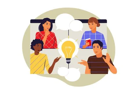 Creative team concept. Colleagues talking on chat. Vector illustration. Flat. Stock-Illustration