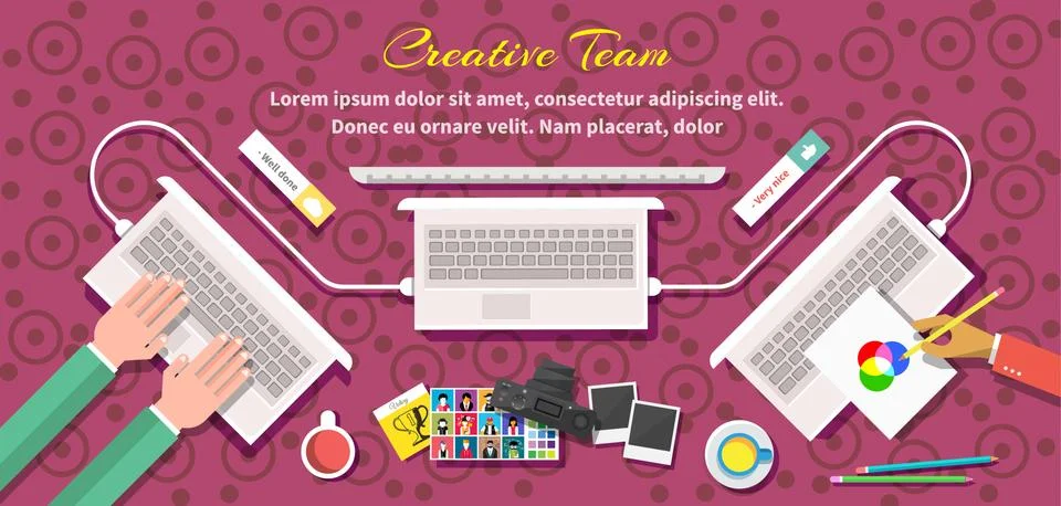 Creative Team Design Flat Style Stock Illustration