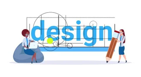 Creative Team Of Designers Working On Modern Business Project Web And Graphic Stock Illustration
