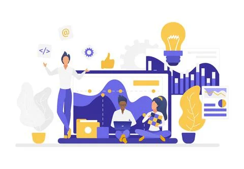 Creative team developing innovative working ideas Stock Illustration