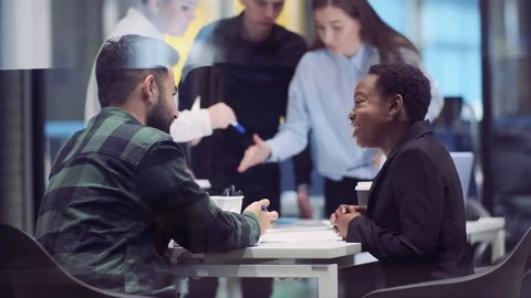 The creative team is discussing a new project. Hot discussions. Stock Footage 120767348