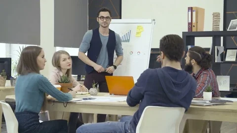 Creative team discussing project in modern office Stock Footage 72563619