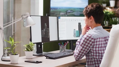 Creative team of engineer and architect talking about new building Stock Footage 110483040