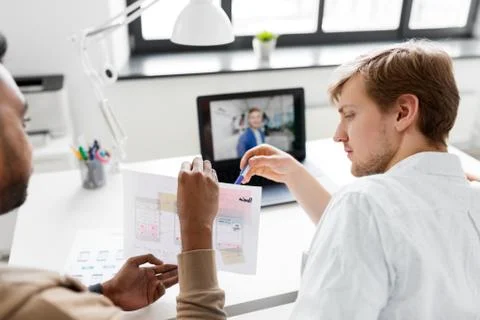 Creative team having video conference at office Stock Photos