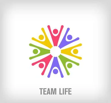 Creative team life logo. Unique color transitions. Stock Illustration
