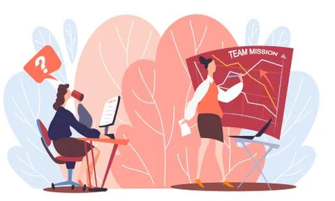 A creative team of people working on a project, analytic brainstorming method Stock Illustration