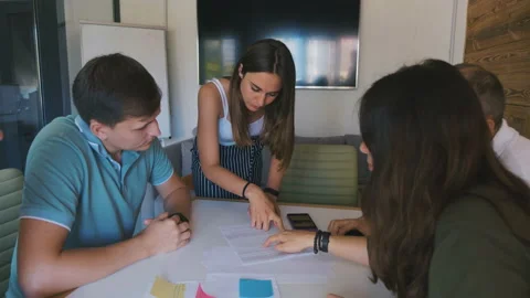 Creative Team Planning Project. Colleagues in modern coworking. Stock Footage 116483028