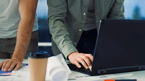 Creative Team at Work. Team Work. Man Working on Laptop. Workspace. Designers Stock Photos