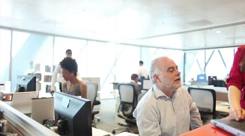 Creative team working in large open office, High quality HD video footage Stock Footage 32743817