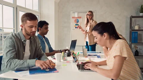 Creative team Working at Office. Team making Presentation. Office Team are Stock Footage 217814460
