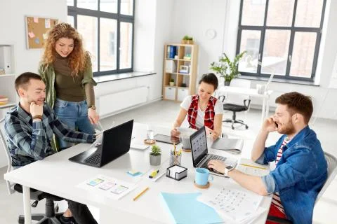 Creative team working on user interface at office 스톡 사진