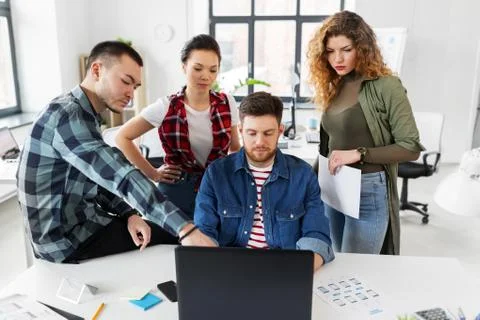Creative team working on user interface at office 스톡 사진