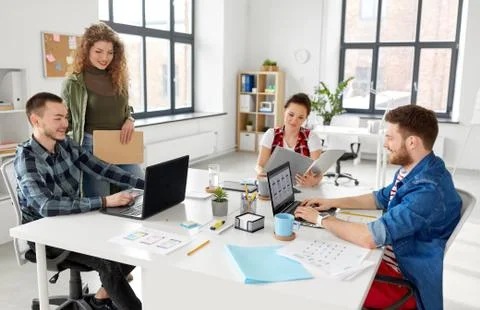 Creative team working on user interface at office 스톡 사진