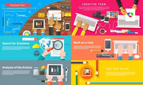 Creative team. young design team working at desk Stock Illustration