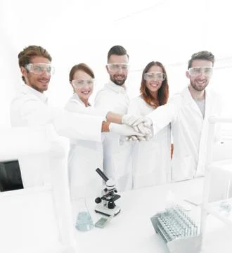 Creative team of young scientists. Stock Photos