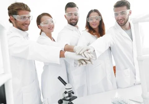 Creative team of young scientists. Stock Photos