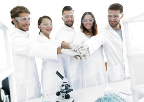 Creative team of young scientists. Stock Photos