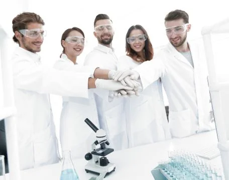 Creative team of young scientists. Stock Photos